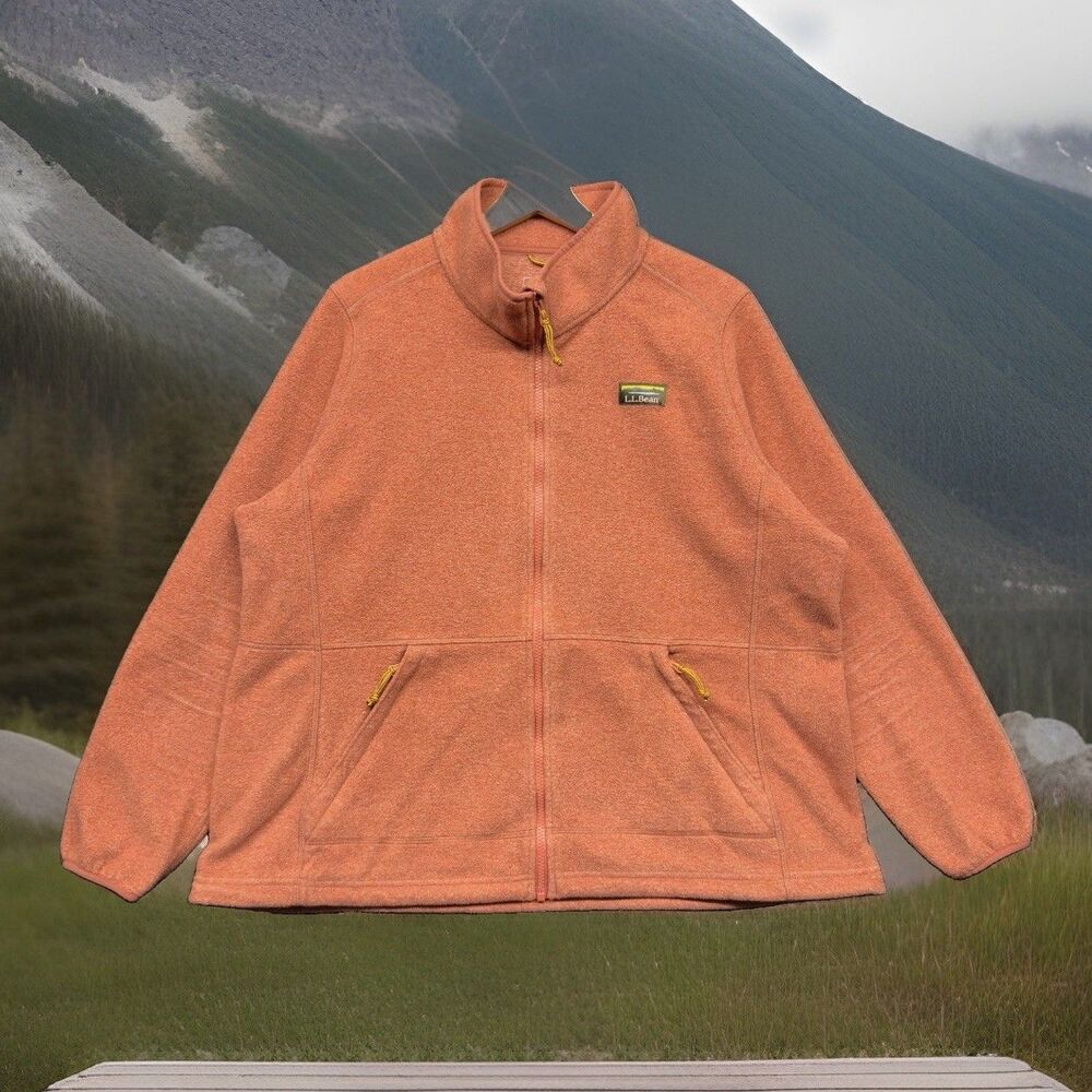 L.L. Bean Sweater Fleece Full Zip Jacket Womens 1X Plus Rusty Orange Outdoor